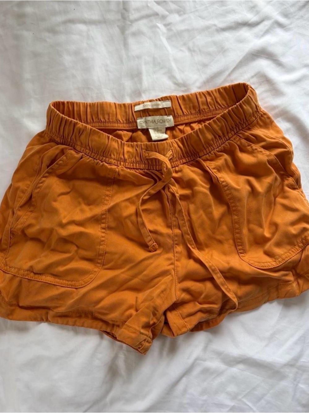 Cynthia Rowley Rust Orange Elastic Waist Drawstring Shorts